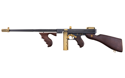 Auto-Ordnance T1ABTG 1927A-1 Deluxe Special Edition Carbine 45 ACP 20+1 18" Black Compensated Barrel, Black Steel w/Titanium Gold Appointments Receiver, American Walnut Furniture, Gold Plated Buttplat