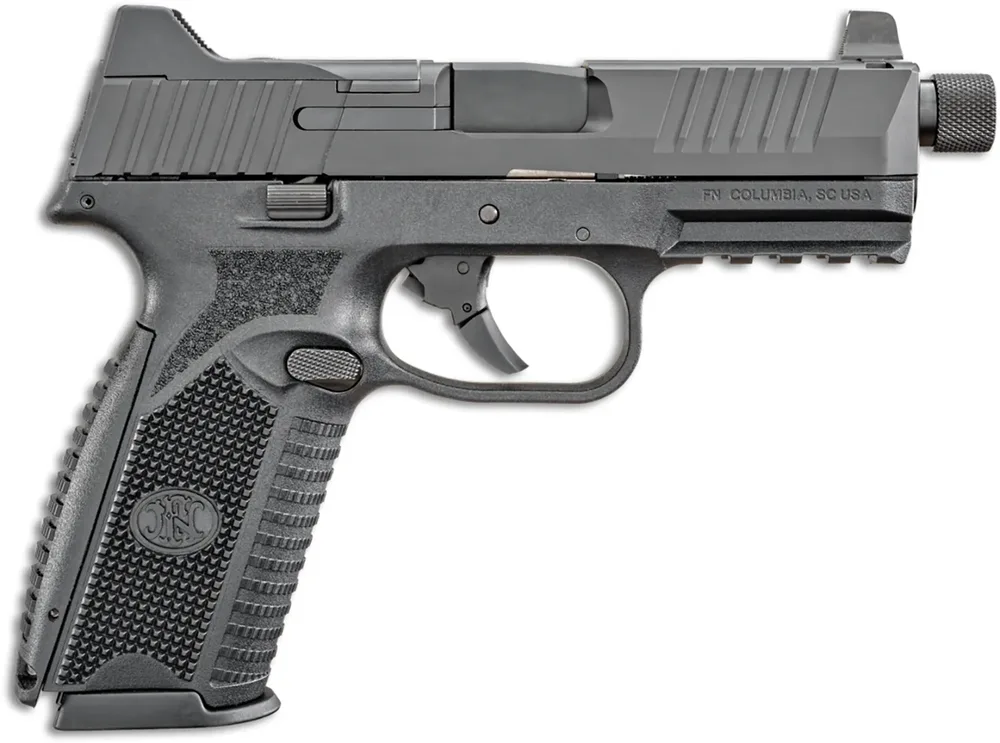 FN 66100527 509T  9mm Luger 10+1, 4.50" Black Steel Threaded Barrel, Matte Black Optic Ready/Serrated Stainless Steel Slide, Matte Black Polymer Frame w/Picatinny Rail