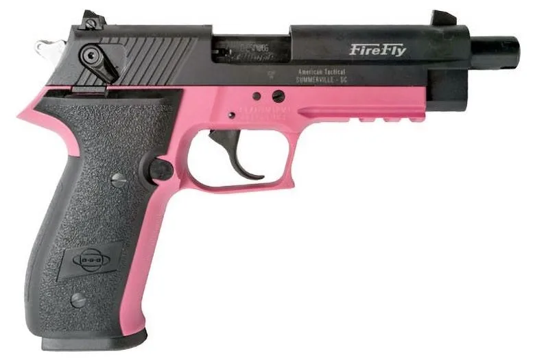 GSG GERG2213TFFPA FireFly  22 LR 13+1 4.90" Black Threaded Barrel, Aluminum Serrated Slide, Pink Aluminum Frame w/Picatinny Rail, Textured Grip