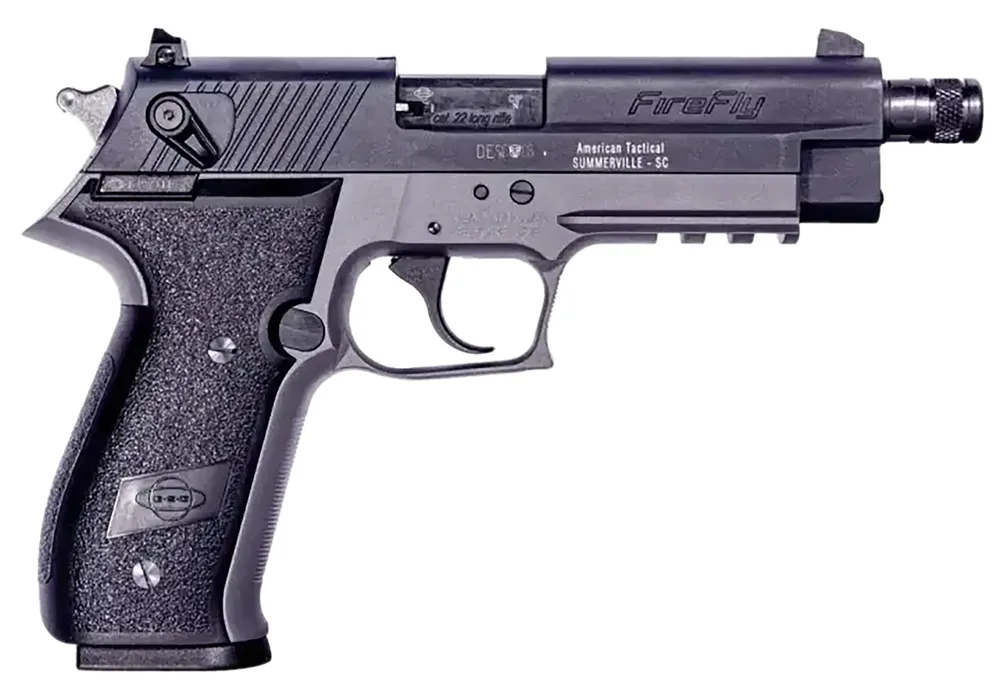GSG GERG2213TFFSA FireFly  22 LR 13+1 4.90" Black Threaded Barrel, Aluminum Serrated Slide, Smoke Gray Aluminum Frame w/Picatinny Rail, Textured Grip