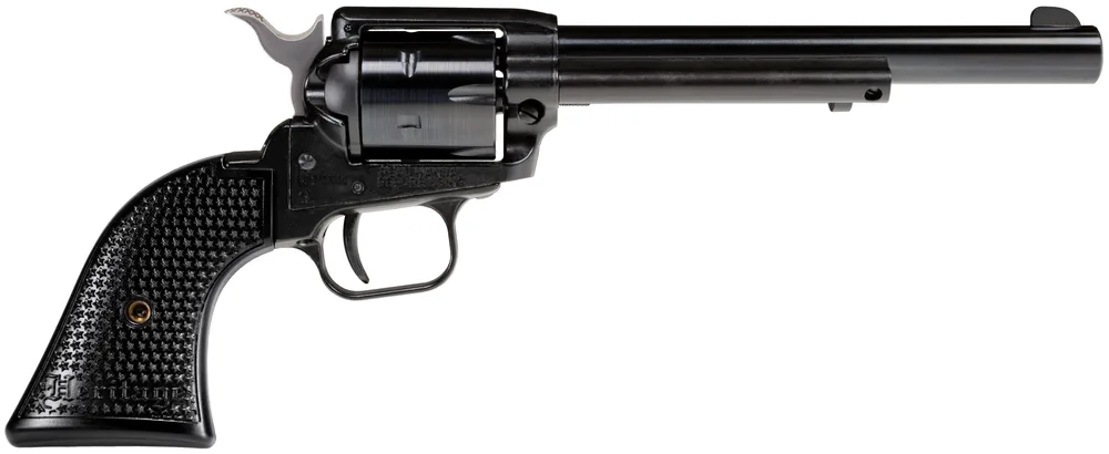 Heritage Mfg RR22B6PG Rough Rider  22 LR 6 Shot, 6.50" Black Steel Barrel, Black Zinc Alloy Frame, Black Cylinder, Black Polymer Grip, Hammer/Thumb Safety, Exposed Hammer
